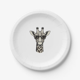 Coole Giraffe-Sonnenbrille Vintage Gravur Shirt_1 Pappteller