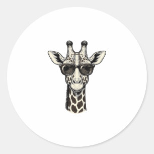Coole Giraffe-Sonnenbrille Vintage Gravur Shirt_1 Runder Aufkleber