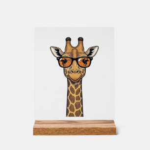 Coole Giraffe Sonnenbrille Vintage Gravur Shirt De Acrylschild
