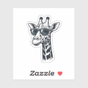 Coole Giraffe-Sonnenbrille Vintage Gravur T-Shirt_ Aufkleber