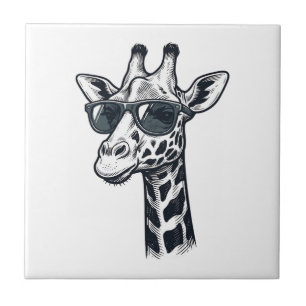 Coole Giraffe-Sonnenbrille Vintage Gravur T-Shirt_ Fliese