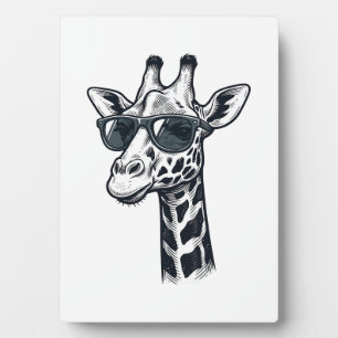 Coole Giraffe-Sonnenbrille Vintage-Gravur T-Shirt_ Fotoplatte