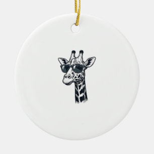 Coole Giraffe Sonnenbrille Vintage Gravur T-Shirt_ Keramik Ornament