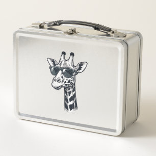 Coole Giraffe-Sonnenbrille Vintage Gravur T-Shirt_ Metall Brotdose