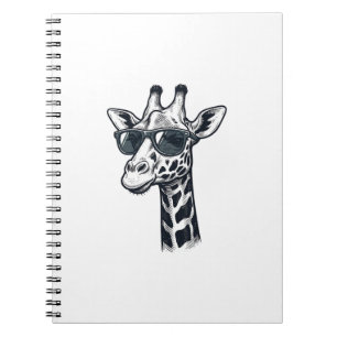 Coole Giraffe-Sonnenbrille Vintage Gravur T-Shirt_ Notizblock