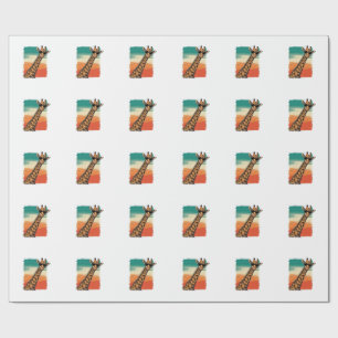 Coole Giraffe-Sonnenbrille Vintage-Sonnenuntergang Geschenkpapier
