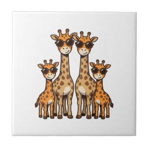 Coole Giraffen-Familien-Sonnenbrille Vintage-Engra Fliese