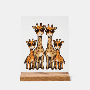 Coole Giraffen-Familien-Sonnenbrille Vintage Gravu Acrylschild