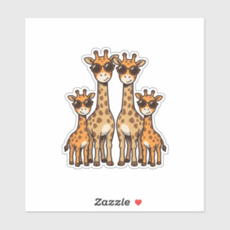 Coole Giraffen-Familien-Sonnenbrille Vintage Gravu Aufkleber
