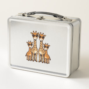 Coole Giraffen-Familien-Sonnenbrille Vintage Gravu Metall Brotdose