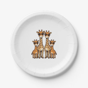 Coole Giraffen-Familien-Sonnenbrille Vintage Gravu Pappteller