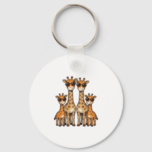 Coole Giraffen-Familien-Sonnenbrille Vintage Gravu Schlüsselanhänger