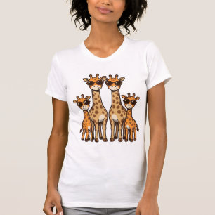 Coole Giraffen-Familien-Sonnenbrille Vintage Gravu T-Shirt