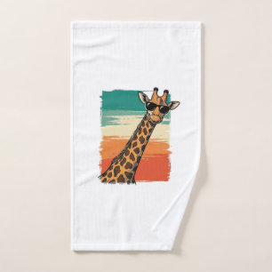 Coole Giraffen-Sonnenbrille Vintage-Sonnenuntergan Handtuch