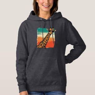 Coole Giraffen-Sonnenbrille Vintage-Sonnenuntergan Hoodie