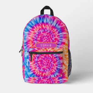 Coole Girl Hot Pink Blue Orange Gefärbte Krawatte Bedruckter Rucksack