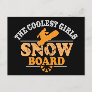 Coole Girls Snowboard Postkarte