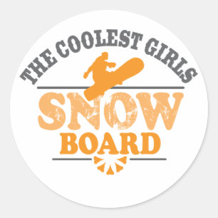 Coole Girls Snowboard Runder Aufkleber