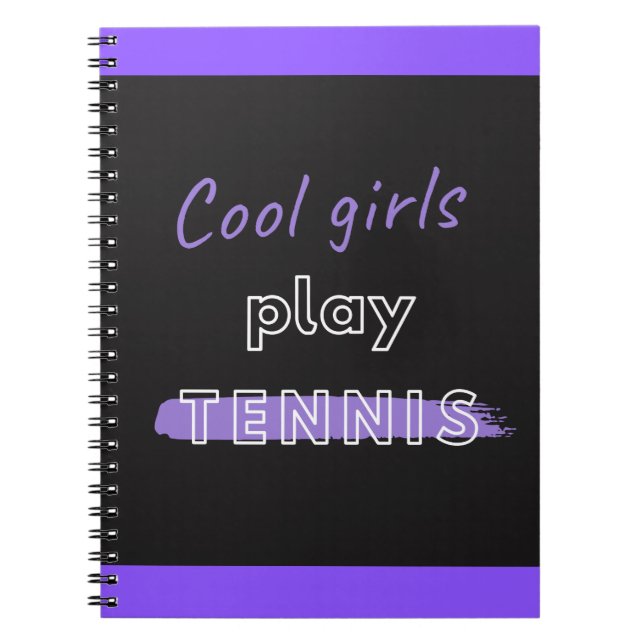 Coole Girls spielen Tennis Black und Lila Zitat Notizblock (Vorderseite)