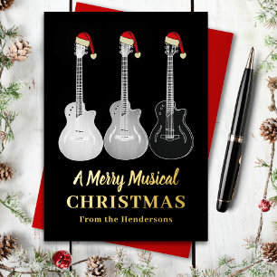 Coole Gitarre frohe Weihnachten Personalisiert Gol Folien Feiertagspostkarte