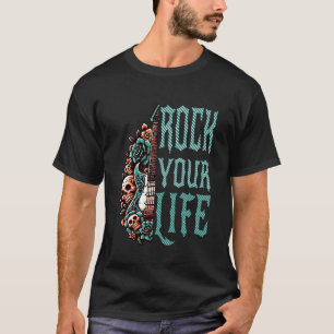 Coole Gitarre und Totenkopf rocken dein Leben T-Shirt
