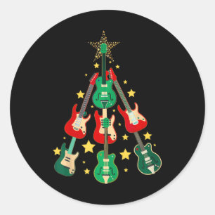 Coole Gitarre Weihnachtsbaum Gitarre Liebhaber Wei Runder Aufkleber