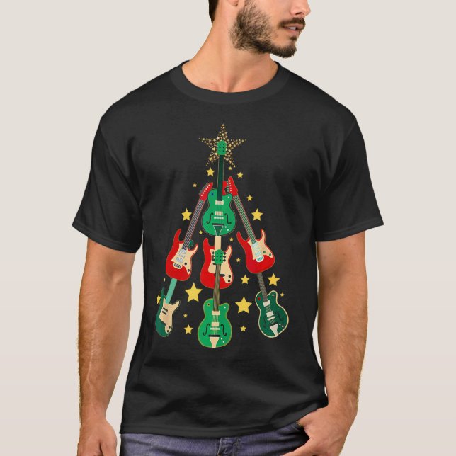 Coole Gitarre Weihnachtsbaum Gitarre Liebhaber Wei T-Shirt (Vorderseite)