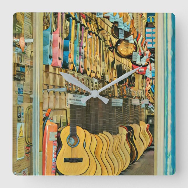 Coole Gitarrengeschenke Quadratische Wanduhr (Vorderseite)
