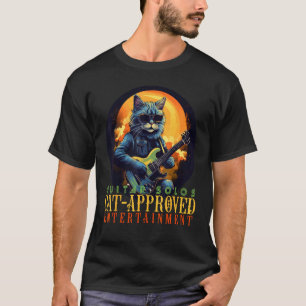 Coole Gitarrensolist-Katze für Rock'n Roll-Musik-L T-Shirt