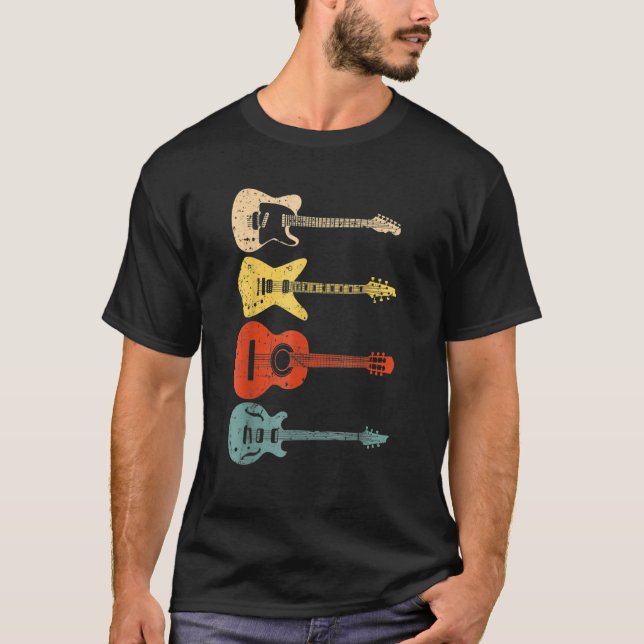 Coole Gitarrenspieler Männer Frauen Vintag Akustis T-Shirt (Vorderseite)