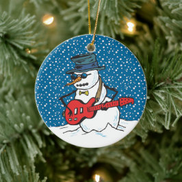 Coole Gitarrist Snowman Ornaments Keramik Ornament