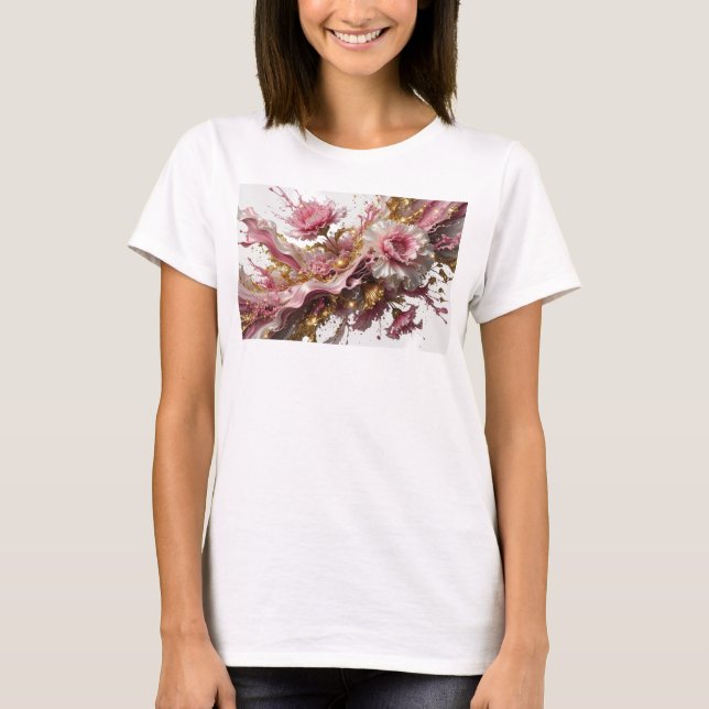 Coole Gold ABSTRACT ART Statement T-Shirt (Vorderseite)