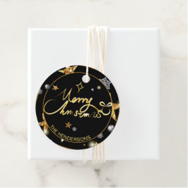 Coole Gold Black Metallic Stars Frohe Weihnachten Geschenkanhänger