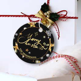 Coole Gold Black Metallic Stars Frohe Weihnachten Geschenkanhänger