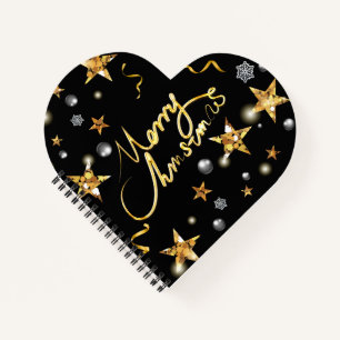 Coole Gold Black Stars Metallic Low-Key Luxury Xma Notizbuch