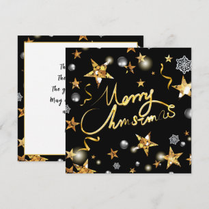 Coole Gold Black Stars Metallische Mode Merry Xmas Feiertagskarte