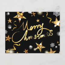 Coole Gold Black Stars Metallische Mode Merry Xmas