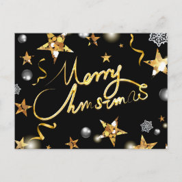 Coole Gold Black Stars Metallische Mode Merry Xmas Feiertagspostkarte