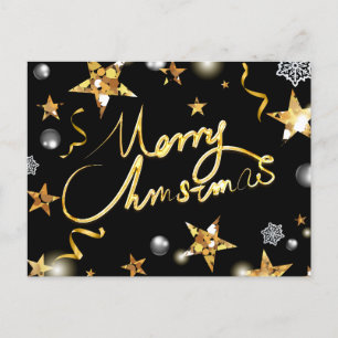 Coole Gold Black Stars Metallische Mode Merry Xmas Feiertagspostkarte