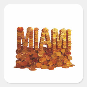 Coole Gold MIAMI Vinyl-Optik Quadratischer Aufkleber