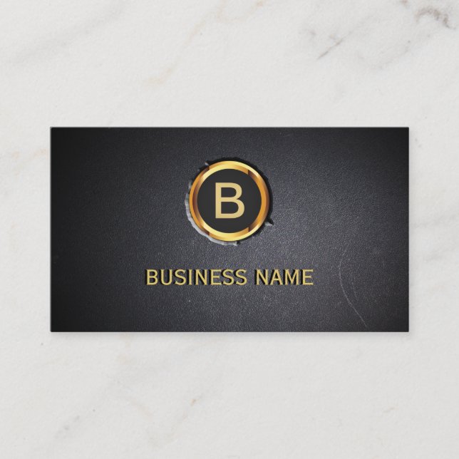 Coole Gold Ring Monogram Coal Black Business Card Visitenkarte (Vorderseite)