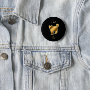 Coole Goldkatze Button