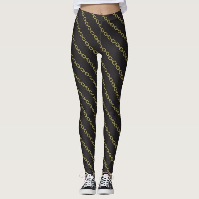 Coole Goldketten Schwarze Leggings (Vorderseite)