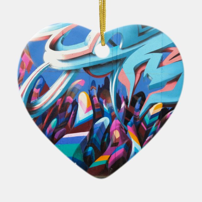 Coole Graffiti-Mauer Keramik Ornament (Vorne)