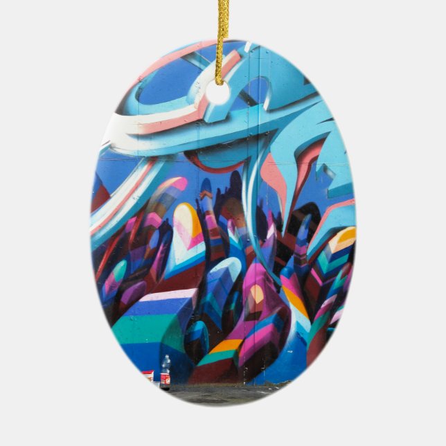 Coole Graffiti-Mauer Keramik Ornament (Vorne)