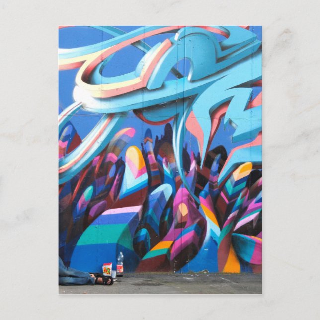 Coole Graffiti-Mauer Postkarte (Vorderseite)