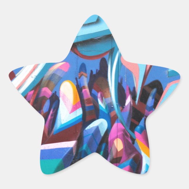 Coole Graffiti-Mauer Stern-Aufkleber (Vorderseite)