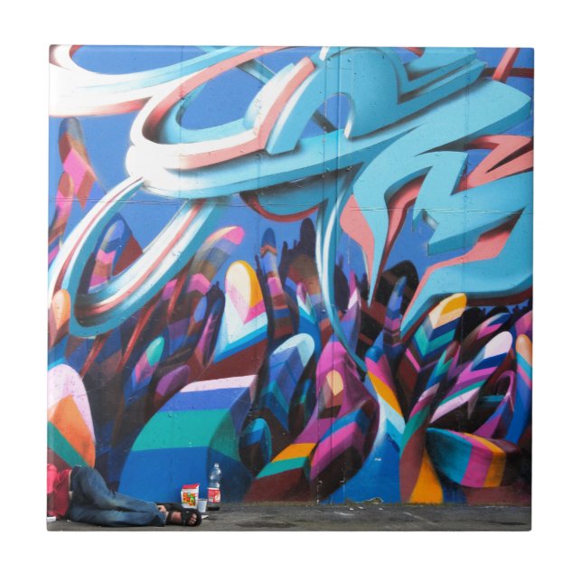 Coole Graffiti-Wand Fliese (Vorderseite)