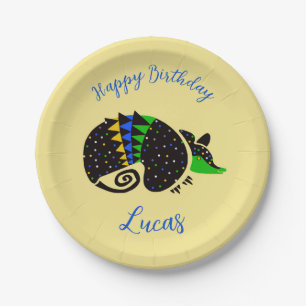 Coole Grafik ARMADILLO - Happy Birthday - Pappteller