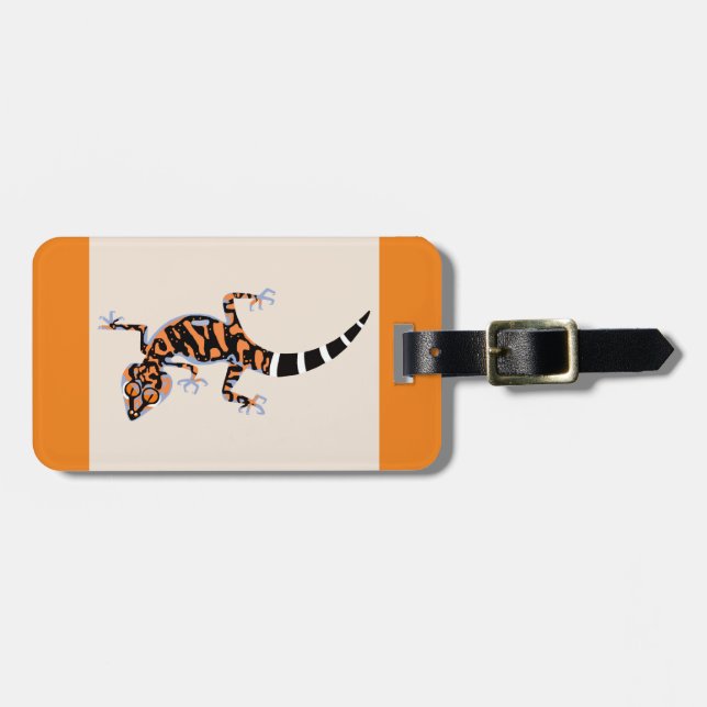 Coole Grafik - GECKO - Lizard - Orange Gepäckanhänger (Vorderseite horizontal)